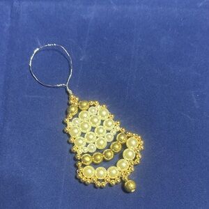 Gold and Cream Beaded Holiday Ornament